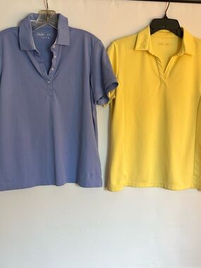 LADY HAGEN YELLOW AND BLUE LAVENDER POLO WOMEN’S GOLF SHIRTS SIZE LARGE